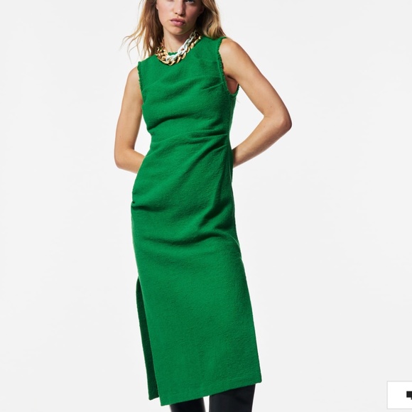 ZARA tweed slit midi dress- BNWT - Picture 1 of 8